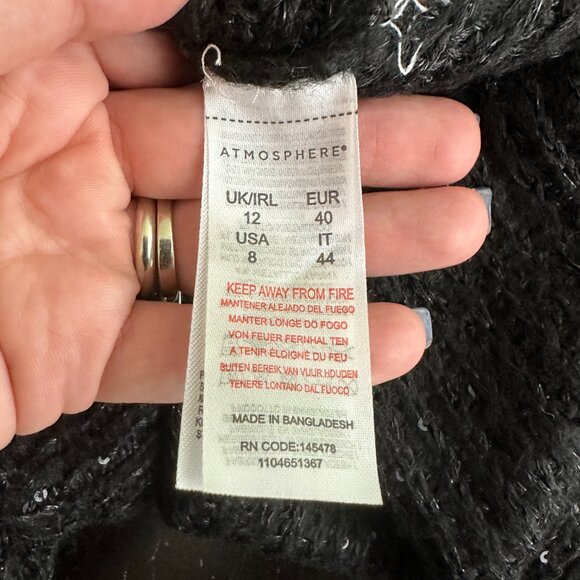 2/$24 Atmosphere Crew Neck Sweater Long Sleeve Black 8 #A0435 TRB3 - Picture 5 of 7